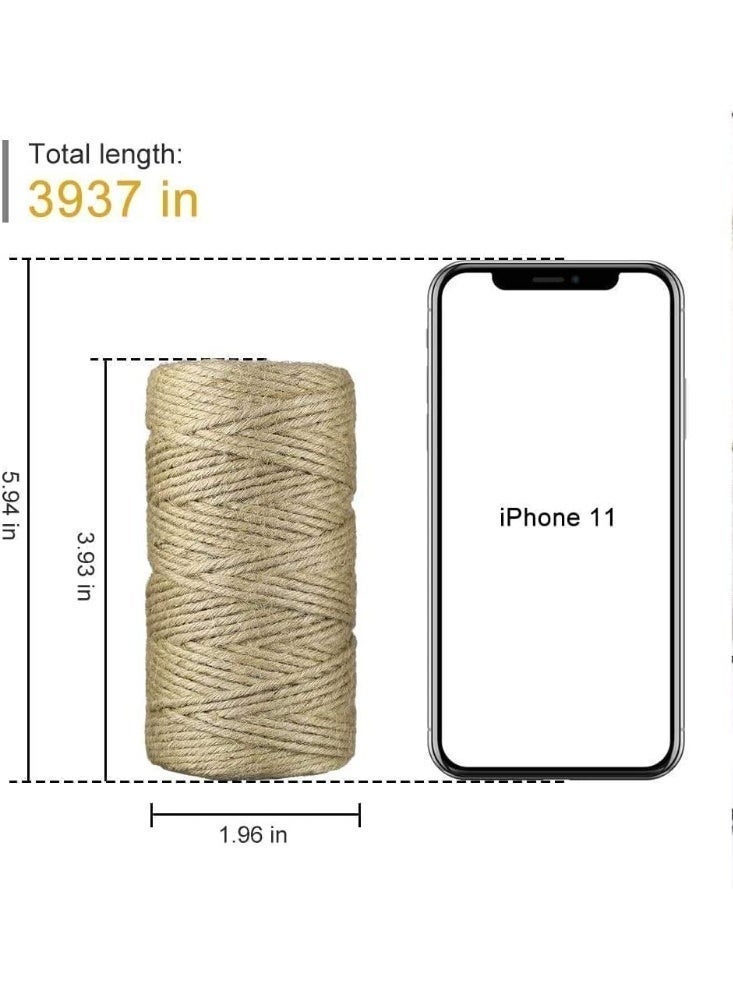 ChicAbode Jute Twine, 328 Feet Natural Jute String 3Ply Jute Rope for Floristry, Gifts, DIY Arts&Crafts, Decoration, Bundling, Garden and Recycling - Image 2
